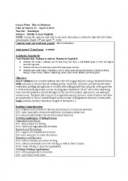 English Worksheet: March Madness Middle School Lesson Plan