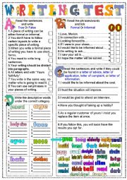 English Worksheet: Writing test-letter of advice/complaint/application/asking for information/describe a person