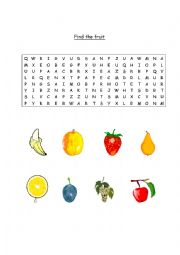 English Worksheet: Wordsearch - find the fruit