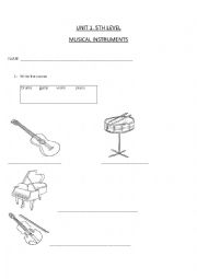 English Worksheet: The musical instruments.The nationalities..