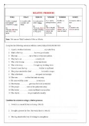 English Worksheet: relative pronouns