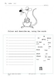 describe mouse verbs worksheet
