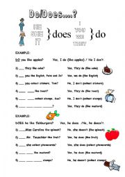 English Worksheet: Do/Does