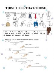 English Worksheet: This/that/these/those with Clothes