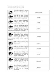 English Worksheet: Body parts riddles/matching