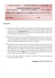 English Worksheet: Tunsien Bac exam N2 : With  correction           
