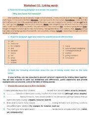 English Worksheet: linking words