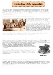English Worksheet: The history of the automobile