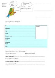 English Worksheet: Identity card