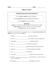 English Worksheet: OBLIGATION AND PROHIBITION