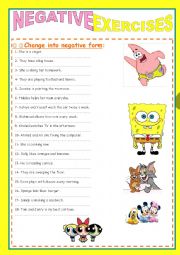 English Worksheet: PRESENT SIMPLE NEGATIVE  EXERCISES