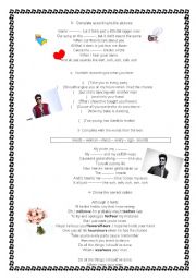 English Worksheet: When I was your man