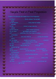 English Worksheet: Simple past vs Past progressive