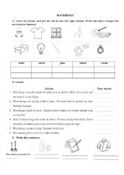 Material worksheet