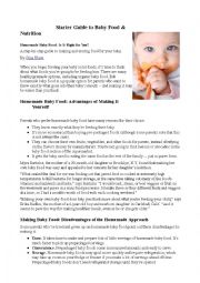 English Worksheet: Baby food ( article)
