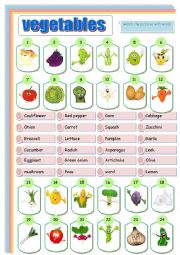 English Worksheet: vegetables maching