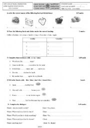 English Worksheet: healthy and unhealthy food