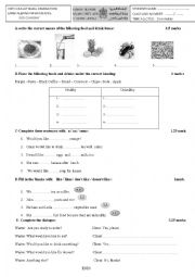 English Worksheet: Test on countable and uncountables nouns