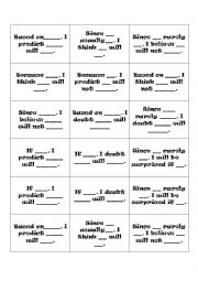 English Worksheet: Prediction Sentence Frames for Boardgame