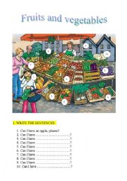 English Worksheet: FRUITS & VEGETABLES
