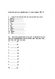 English Worksheet: Pronuciation of Words with GE endings