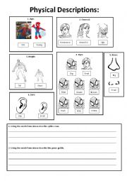 English Worksheet: Spiderman Physical descriptions