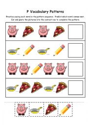 English Worksheet: Letter P Vocabulary Patterns