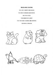 English Worksheet: PETS - READ AND COLOUR