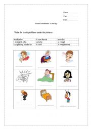 English Worksheet: health problems