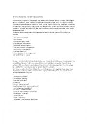 English Worksheet: reading comprehension