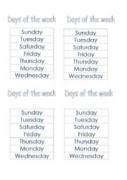 English Worksheet: Days of the week