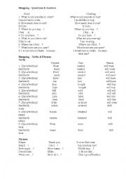 English Worksheet: shopping