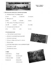 English Worksheet: The Walking Dead Video Session S1 E1