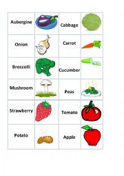 English Worksheet: Fruits and vegetables cards