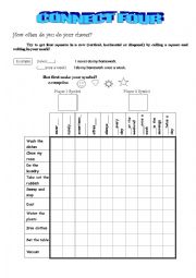 Connect 4 Chores and Adverbs of Frequency