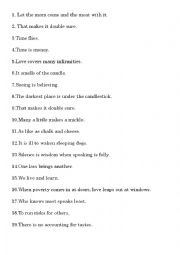 English Worksheet: Prverbs