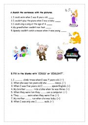 English Worksheet: Could/Couldnt