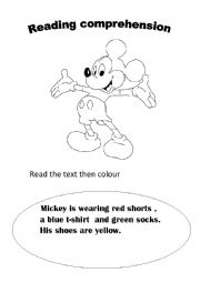 English Worksheet: colours and clothes reading comprehension