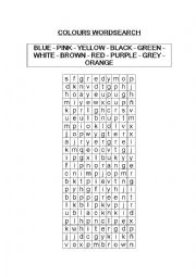 English Worksheet: COLOURS WORDSEARCH