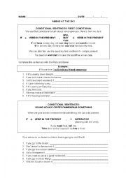 English Worksheet: Zero and First Conditional