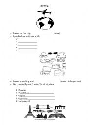 English Worksheet: My trip