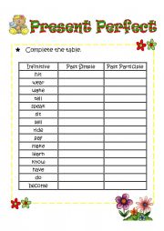 English Worksheet: past participle