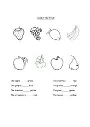 English Worksheet: Colour the fruit