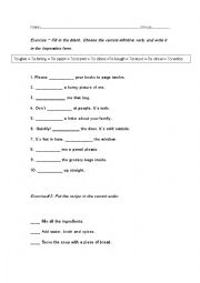 English Worksheet: The Imperative - Exercice