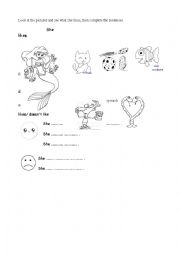 English Worksheet: Likes and dislikes