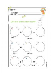 English Worksheet: Primary and secundary colours