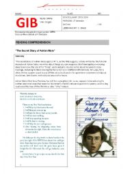 English Worksheet: Reading comprehension check on the Secret diary of Adrian Mole