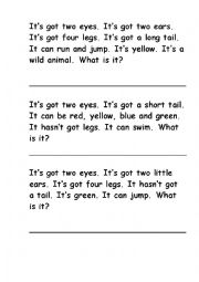 English Worksheet: Riddles about animals