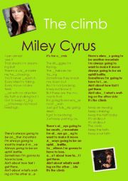 English Worksheet: miley cyrus singing THE CLIMB