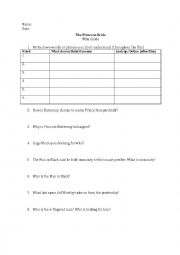 English Worksheet: The Princess Bride, Film Guide